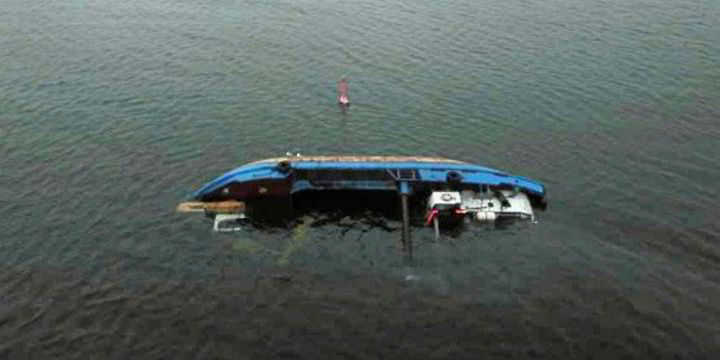 Capsized Dredger Towed Off Denmark 