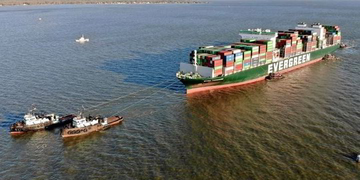 Grounded Evergreen container ship refloated after 35-day salvage ...