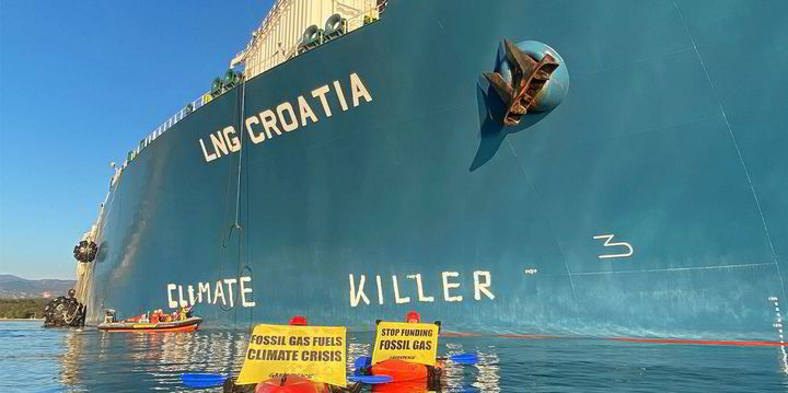 Greenpeace daubs LNG Croatia FSRU with 'Climate killer' tag